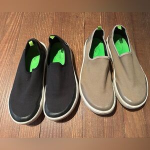 OOFOS Women’s Taupe & Black Slip-On Sneakers
